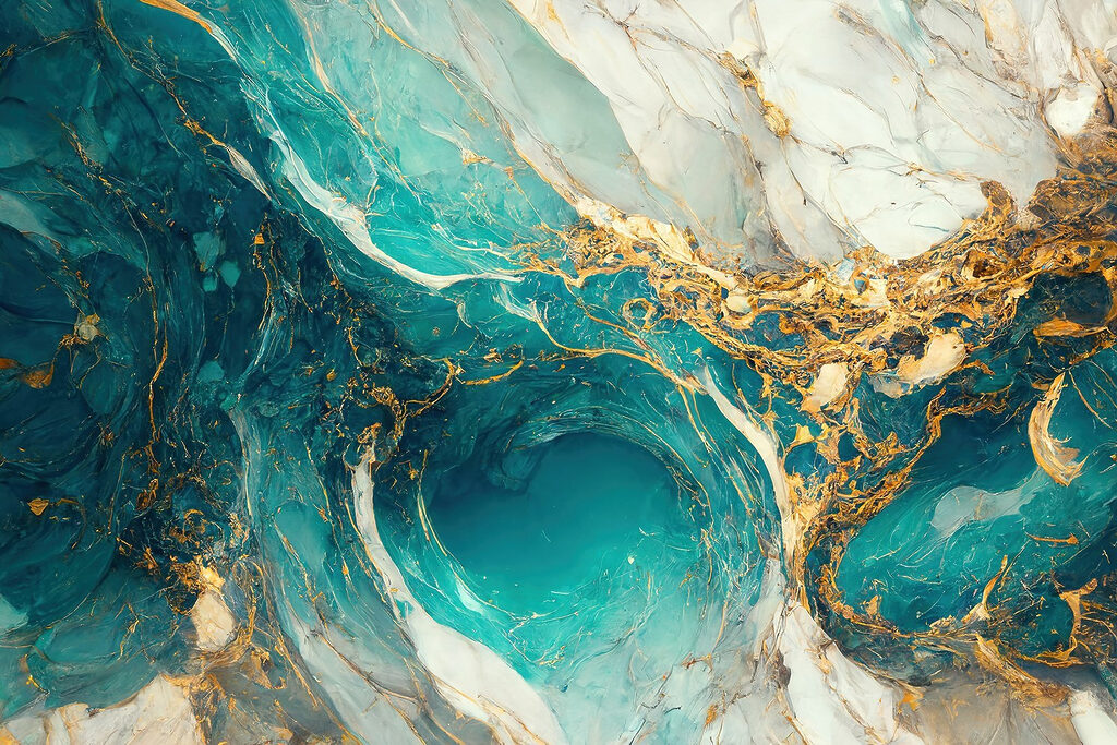 Aquamarine currents swirl into abyss