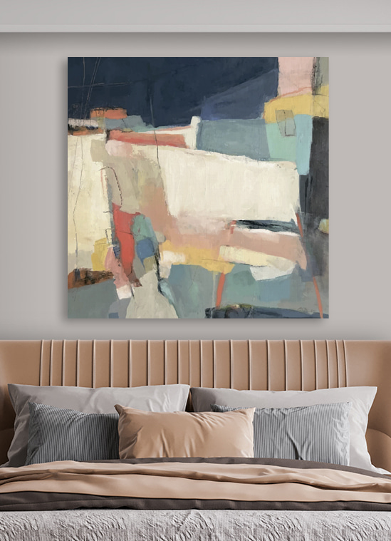 A painting of colorful shapes