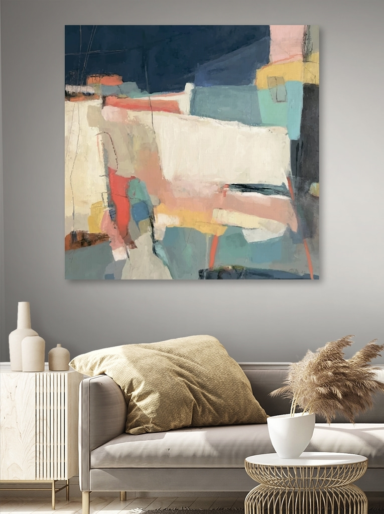 A painting of colorful shapes