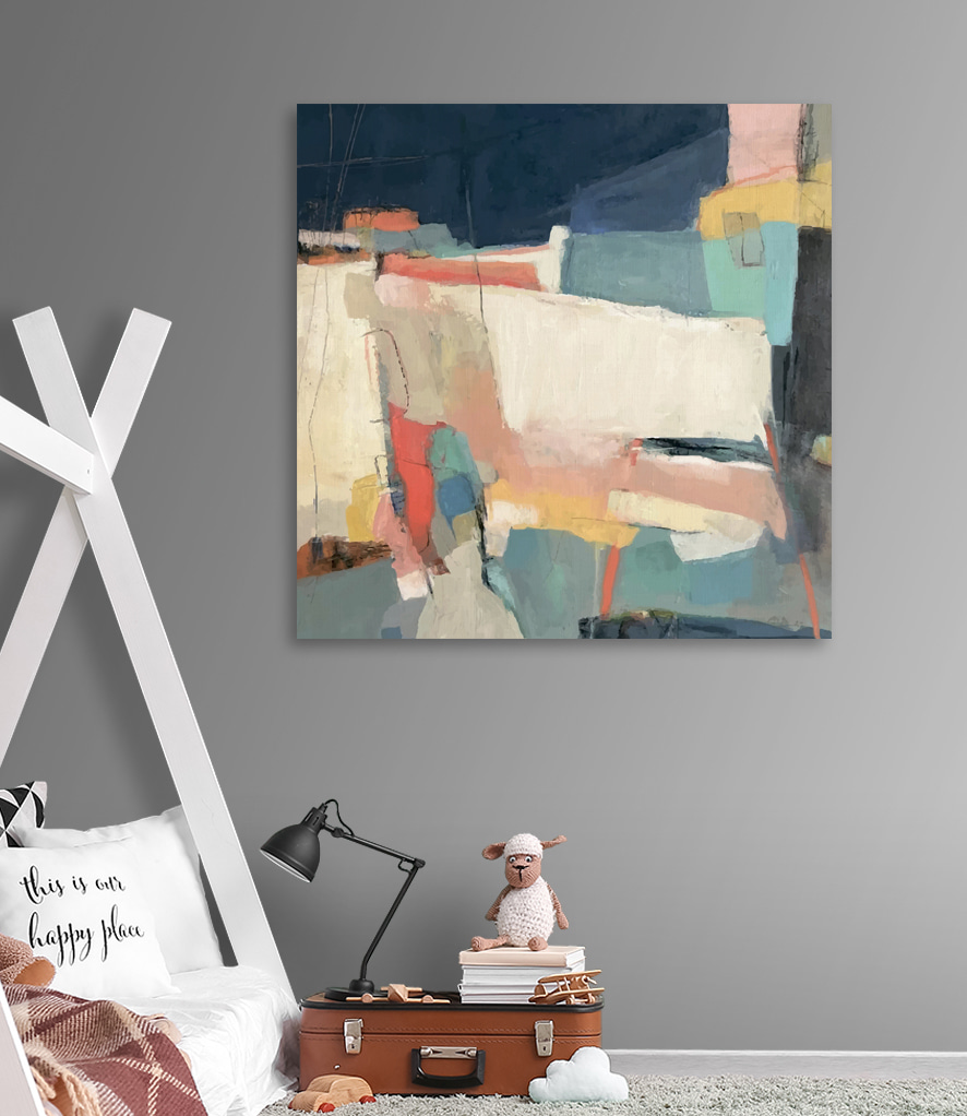 A painting of colorful shapes