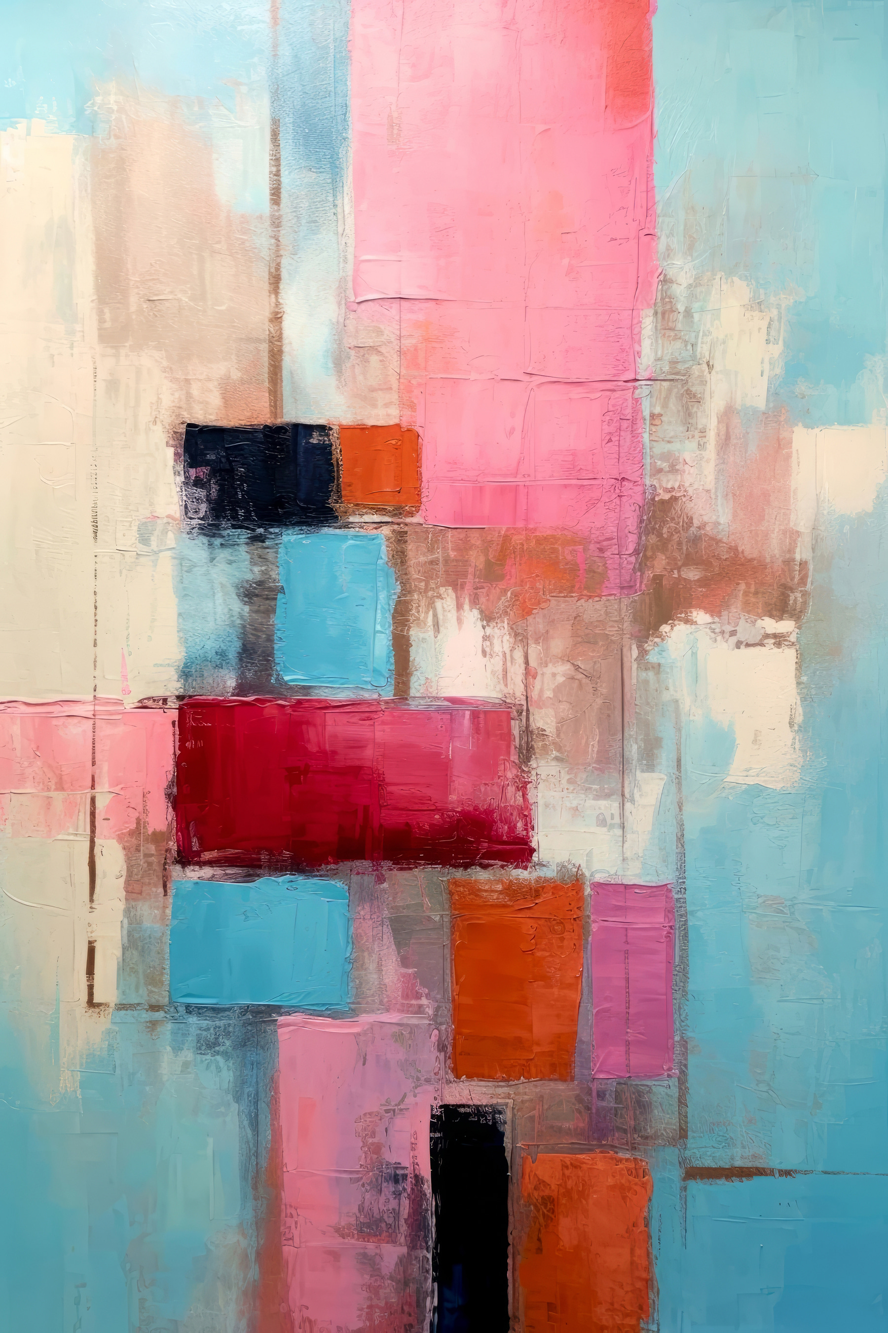 A painting of squares and rectangles