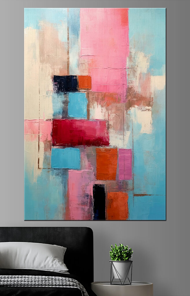 A painting of squares and rectangles