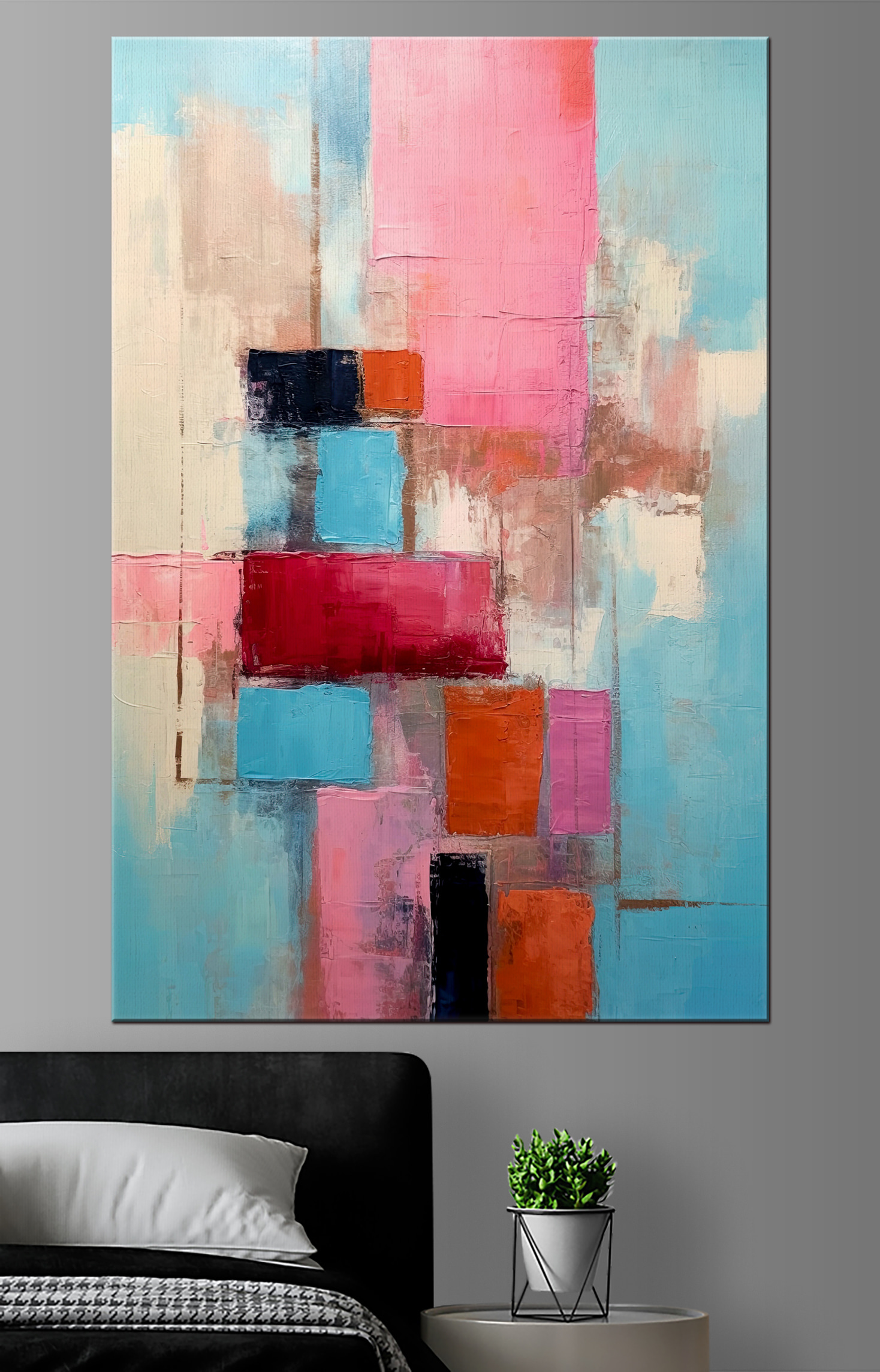 A painting of squares and rectangles
