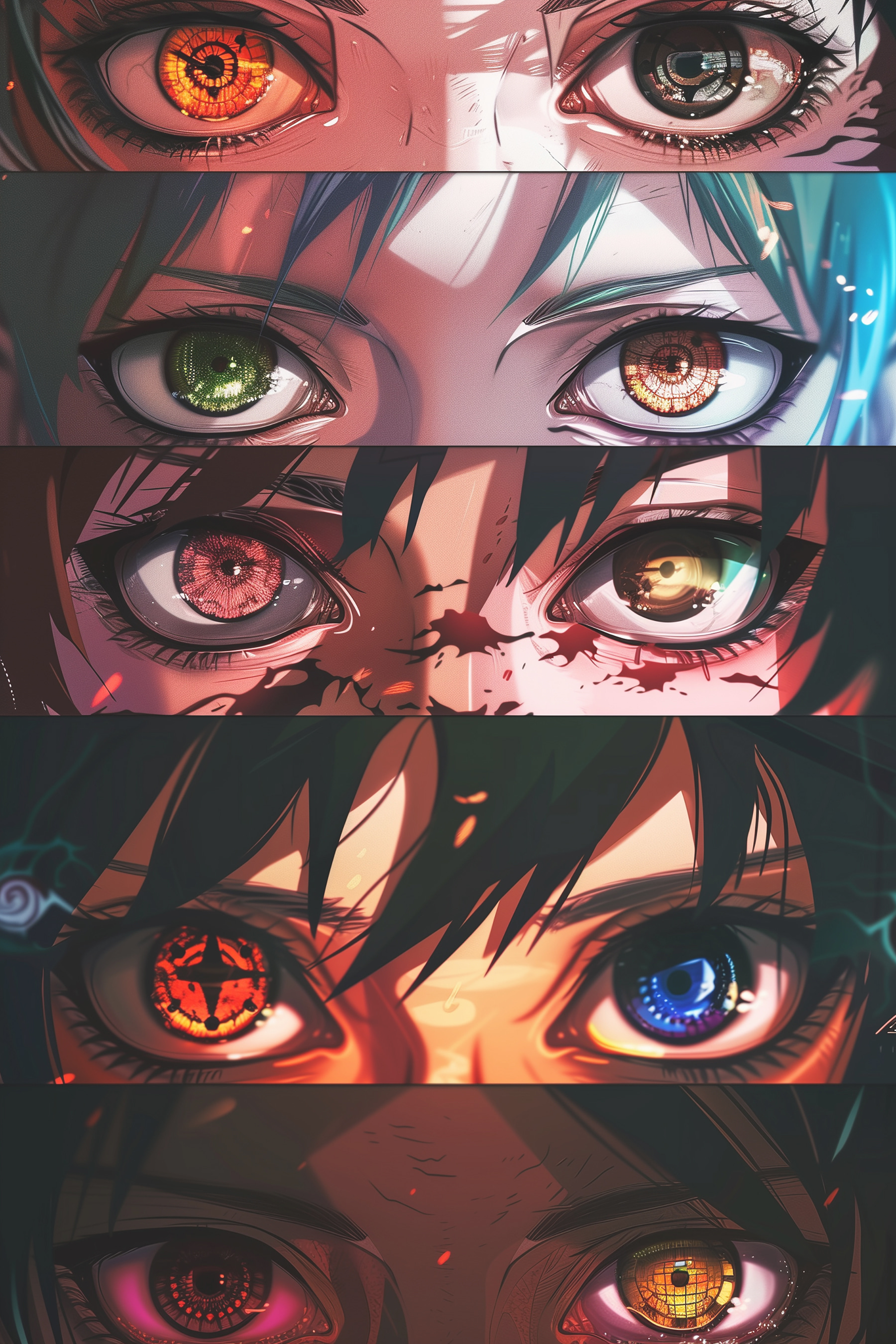 A collage of cartoon eyes