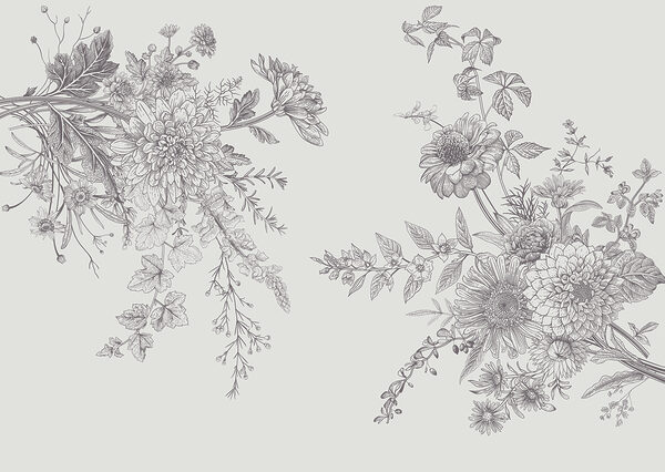 A group of flowers with leaves
