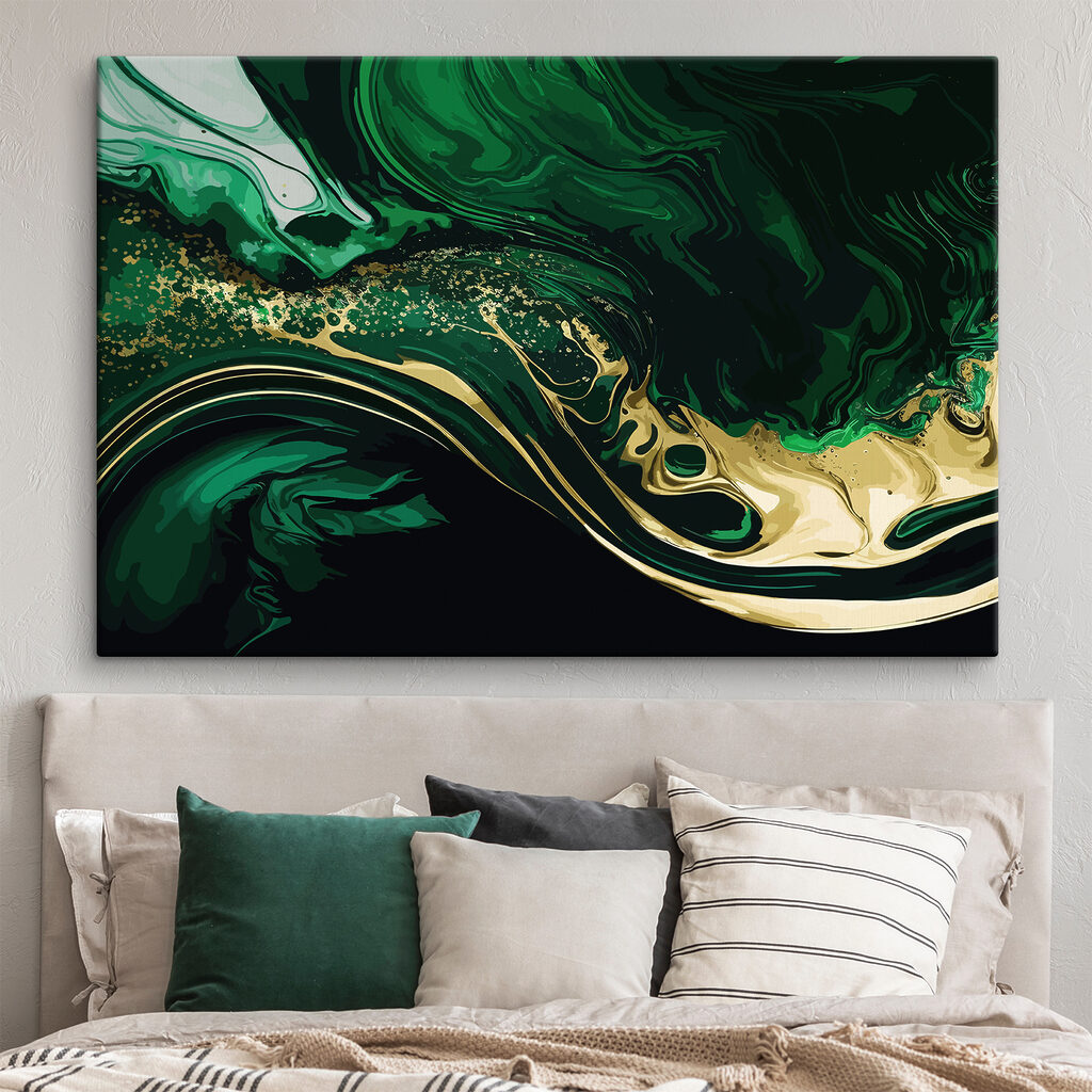 Emerald swirls with sparkling accents