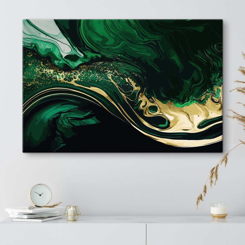 Emerald swirls with sparkling accents