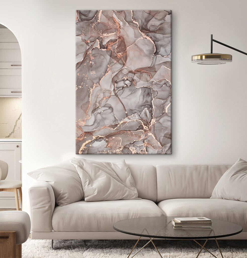 A close up of a painting