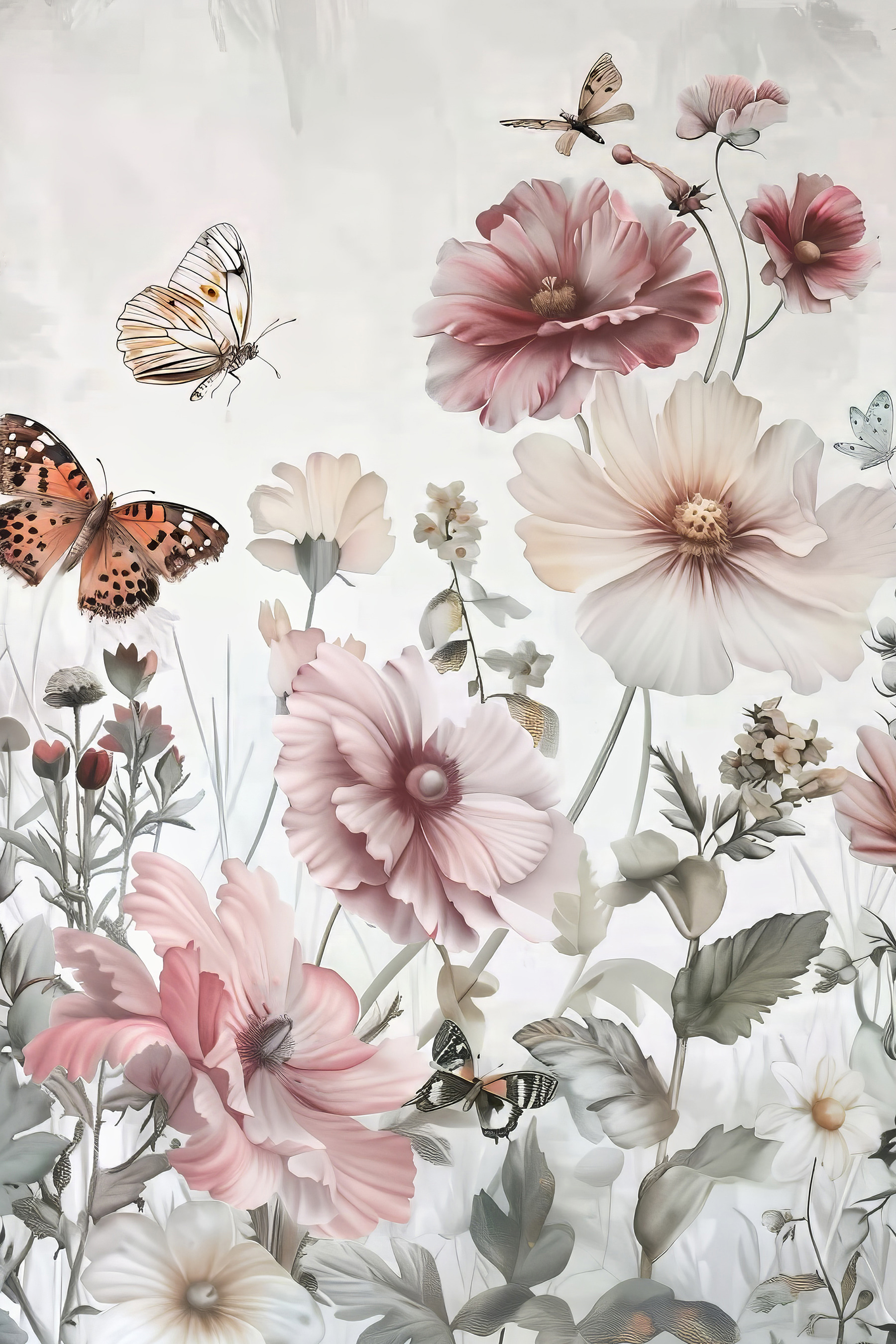 A close up of flowers and butterflies A close up of flowers and butterflies
