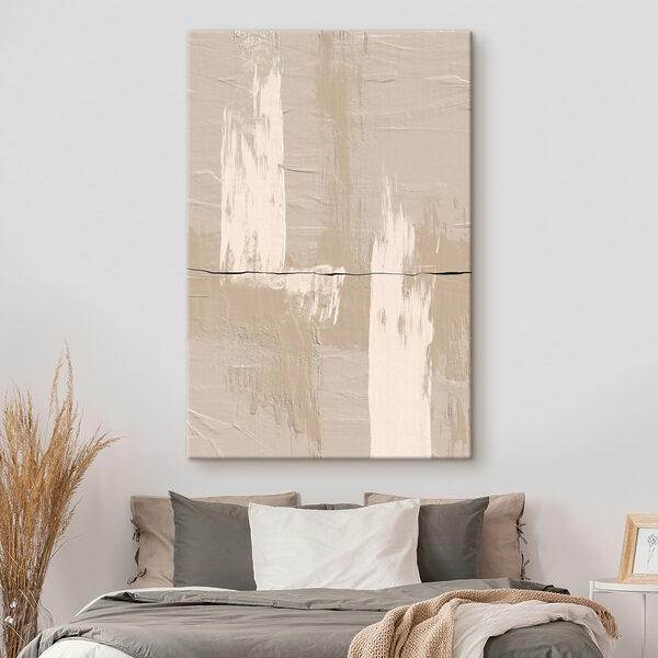A white and brown paint on a wall A white and brown paint on a wall