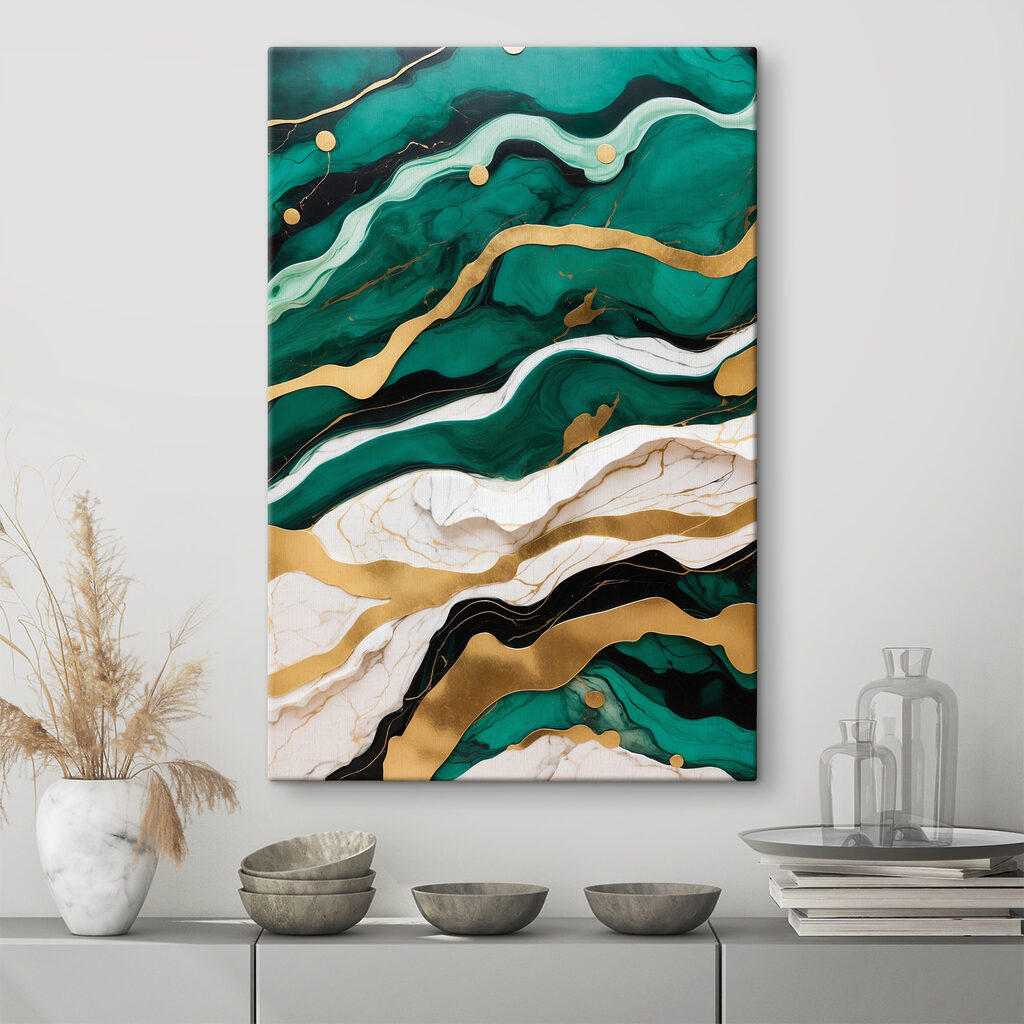 Emerald waves with creamy marbled layers