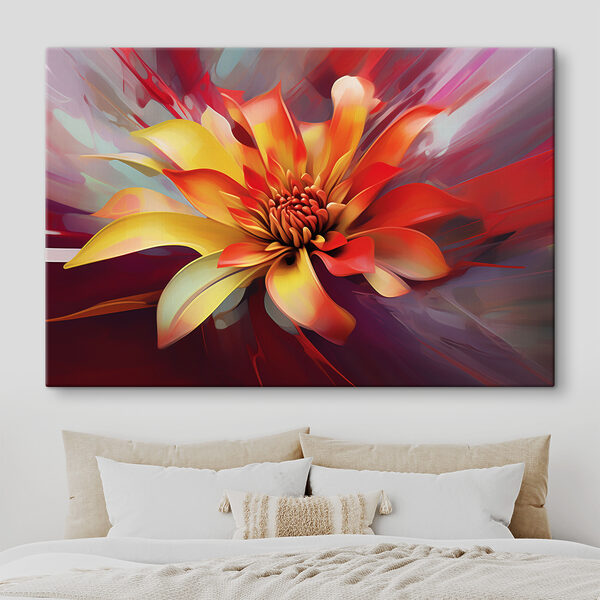 A colorful flower with a red center A colorful flower with a red center