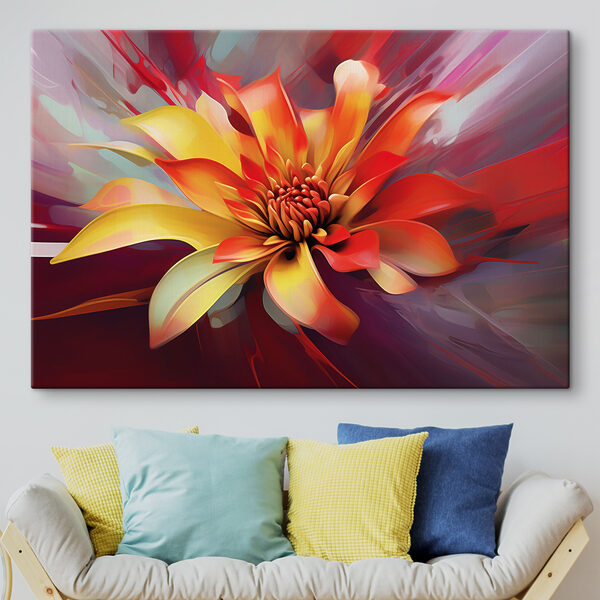 A colorful flower with a red center A colorful flower with a red center