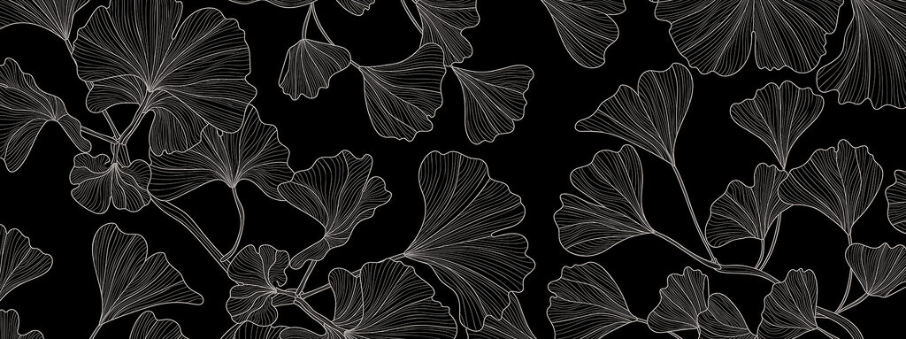 Un estampado de hojas en blanco y negro Un estampado de hojas en blanco y negro