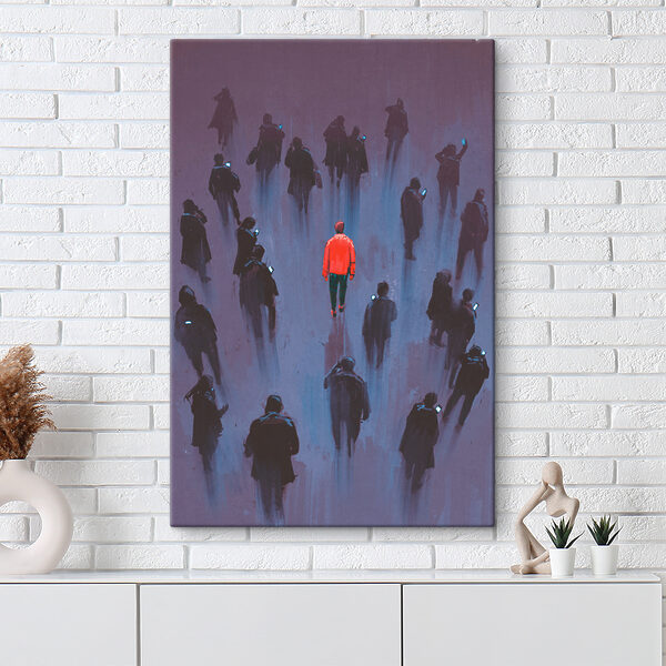 A man standing in a crowd of people A man standing in a crowd of people