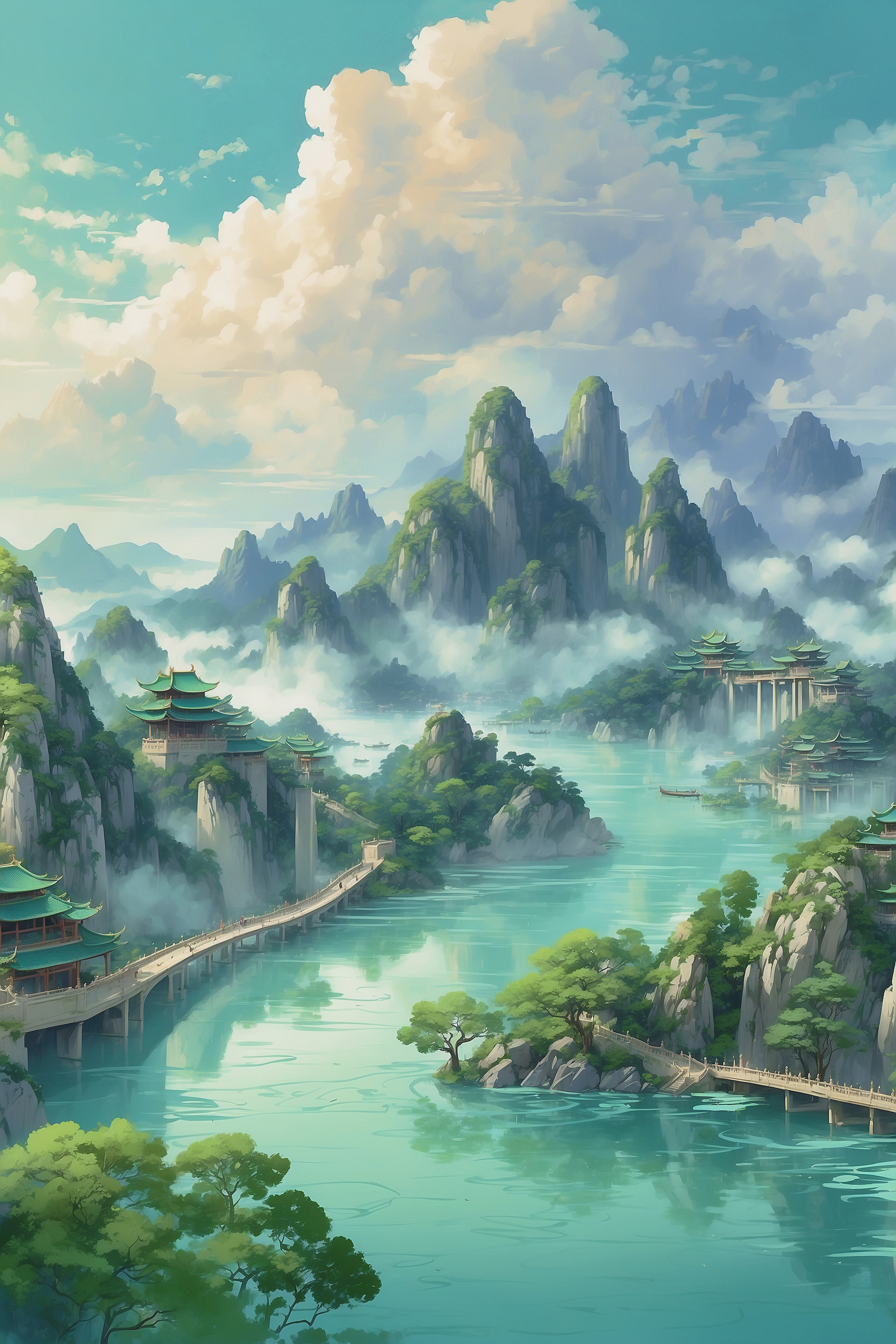 A river with a bridge and buildings on it A river with a bridge and buildings on it
