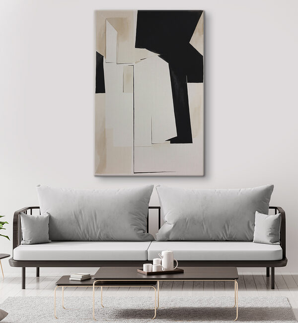 A black and white piece of art