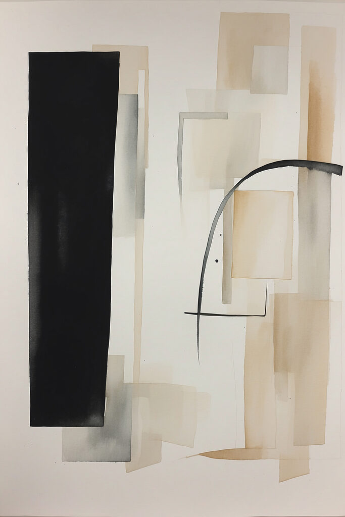 A painting of a black rectangle and rectangle A painting of a black rectangle and rectangle