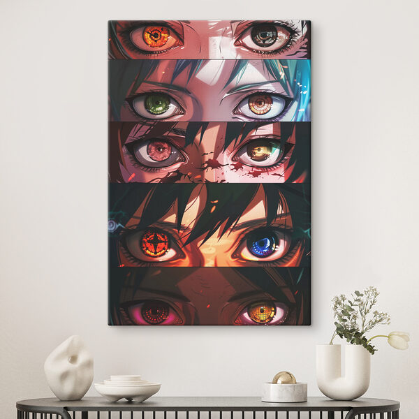 A collage of cartoon eyes