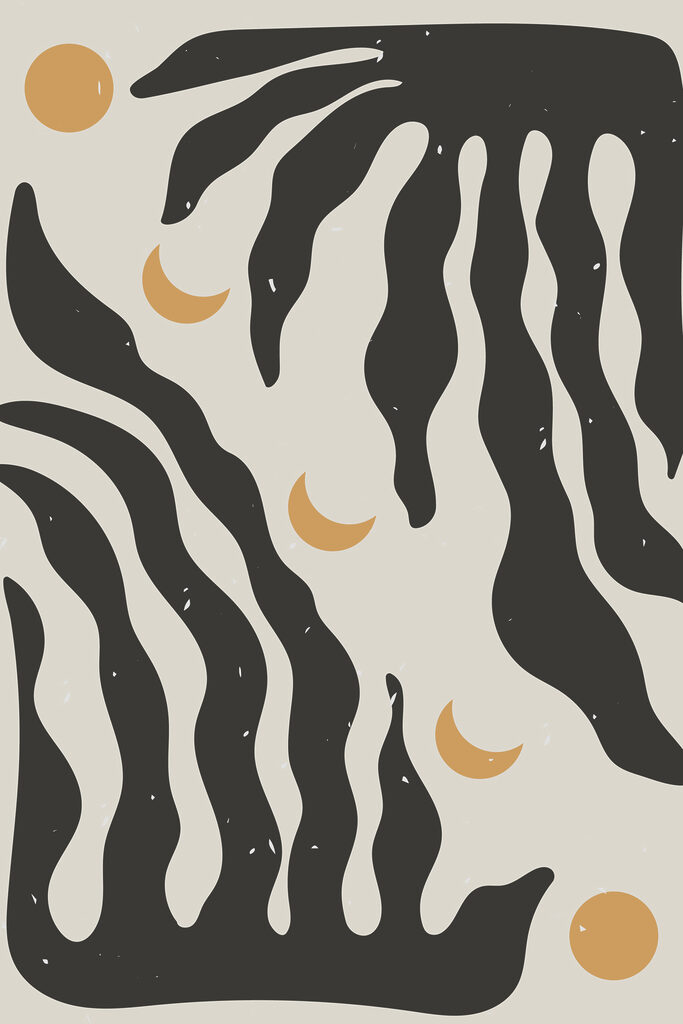 A black and white pattern with a moon A black and white pattern with a moon