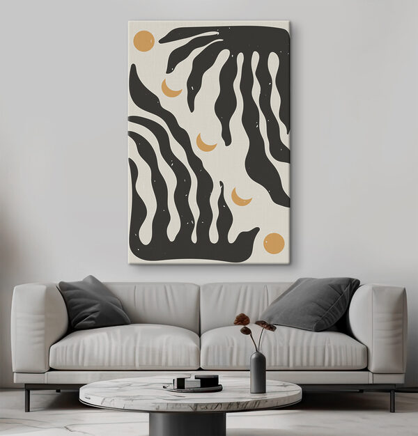 A black and white pattern with a moon A black and white pattern with a moon