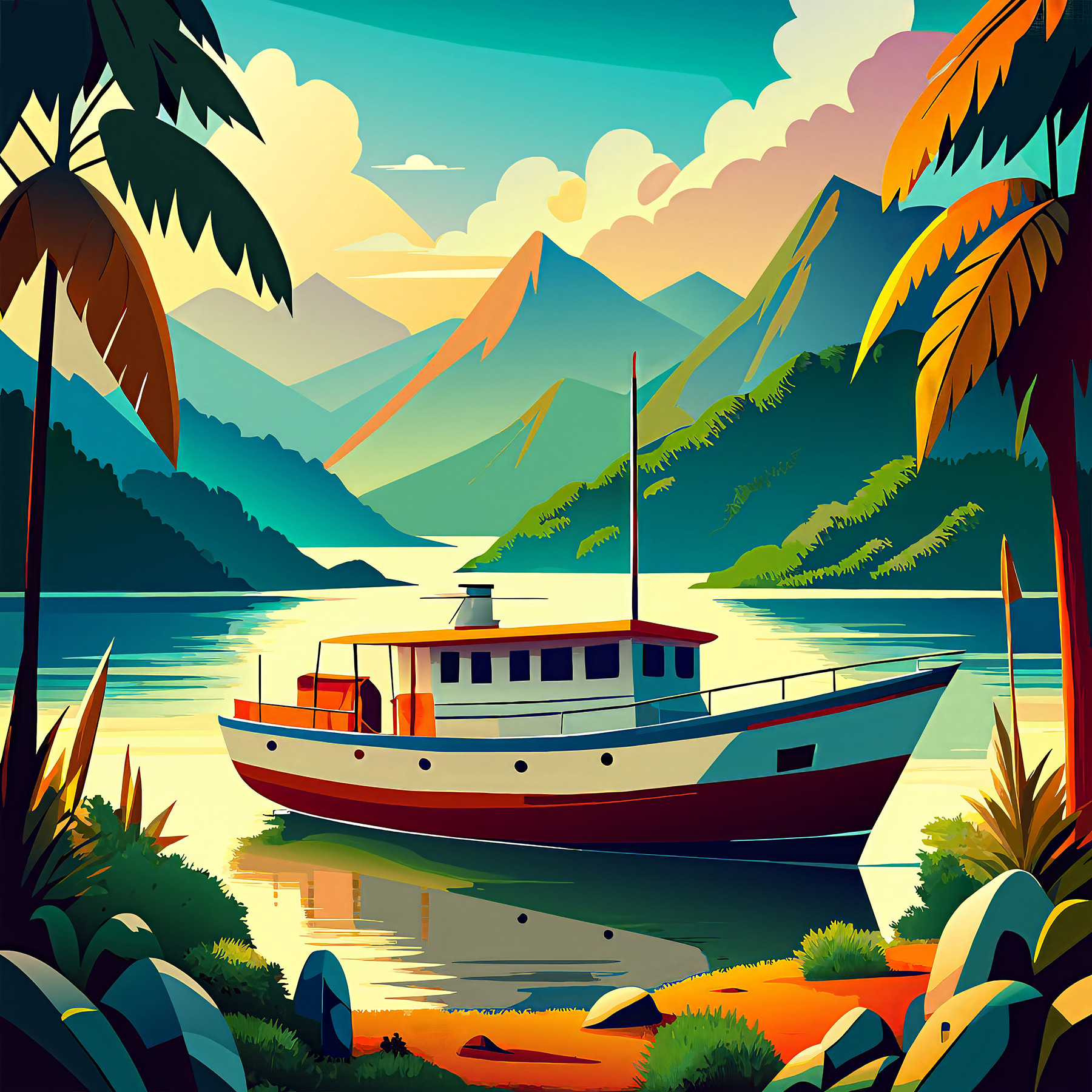 A boat on the water A boat on the water