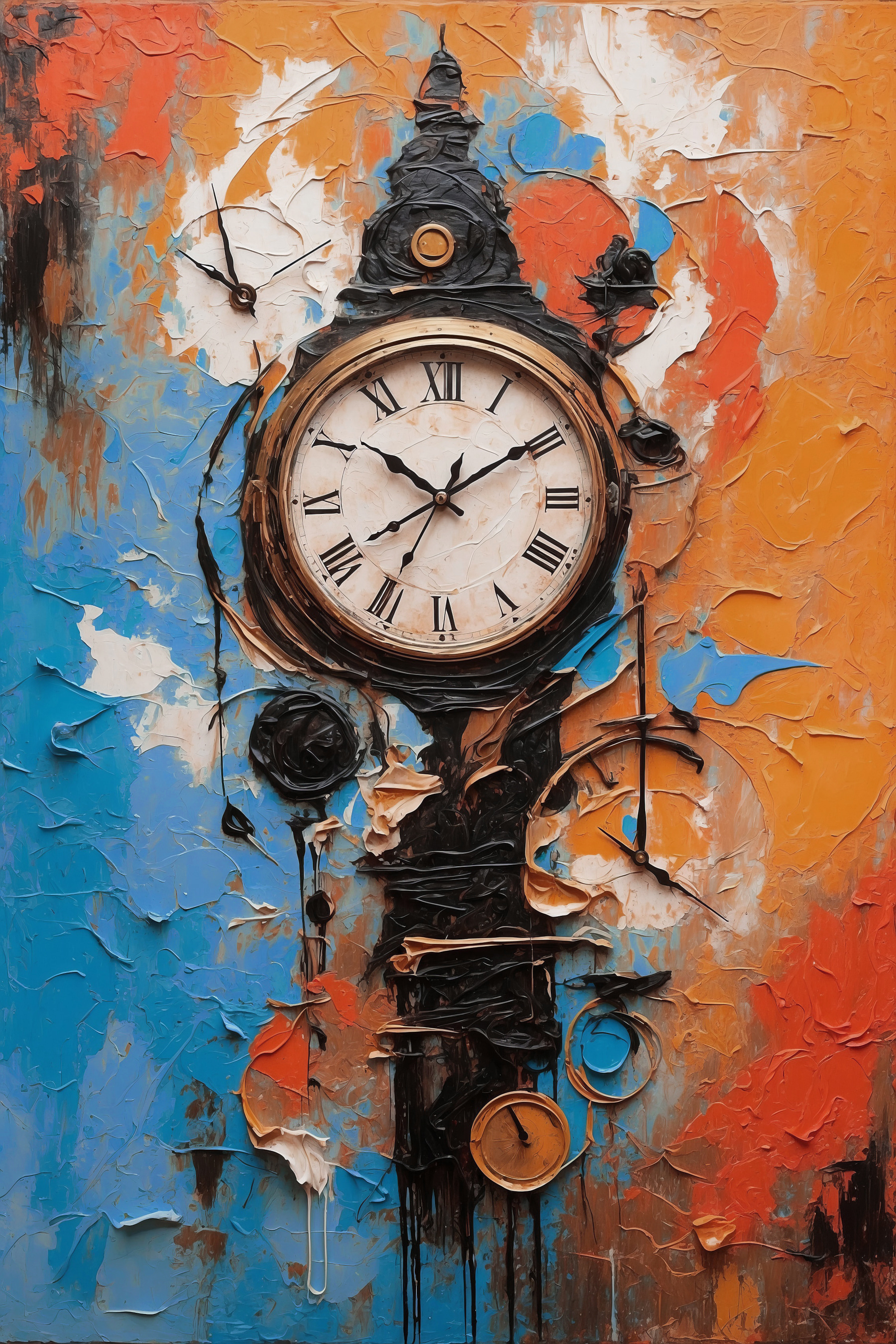 A clock with a paint on it