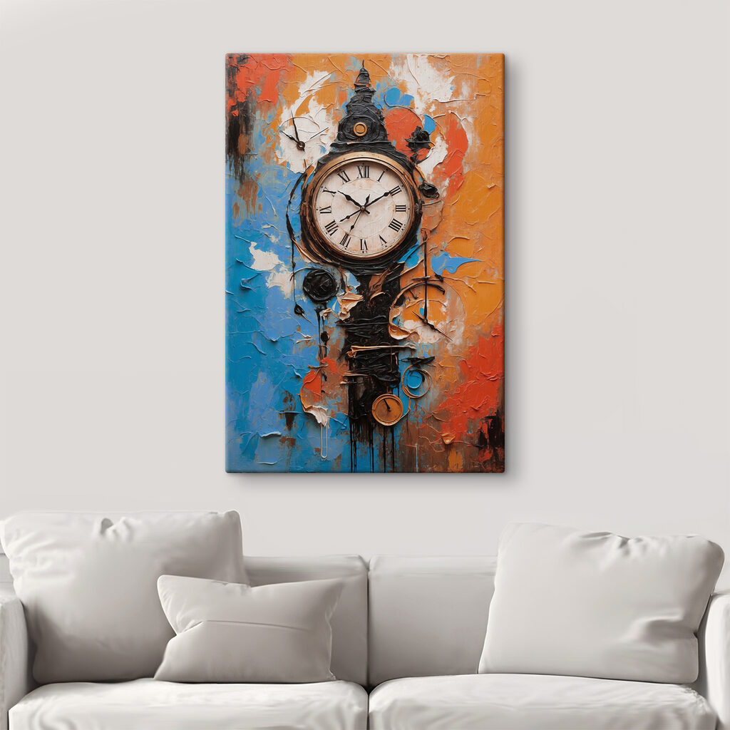 A clock with a paint on it