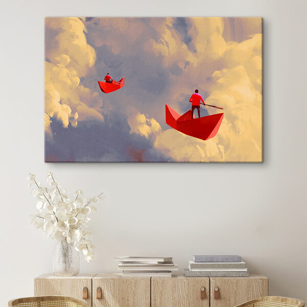 Cuadros Dos personas en barcas rojas en el cielo (SKU: s37830) Cuadros Cuadros Dos personas en barcas rojas en el cielo (SKU: s37830)