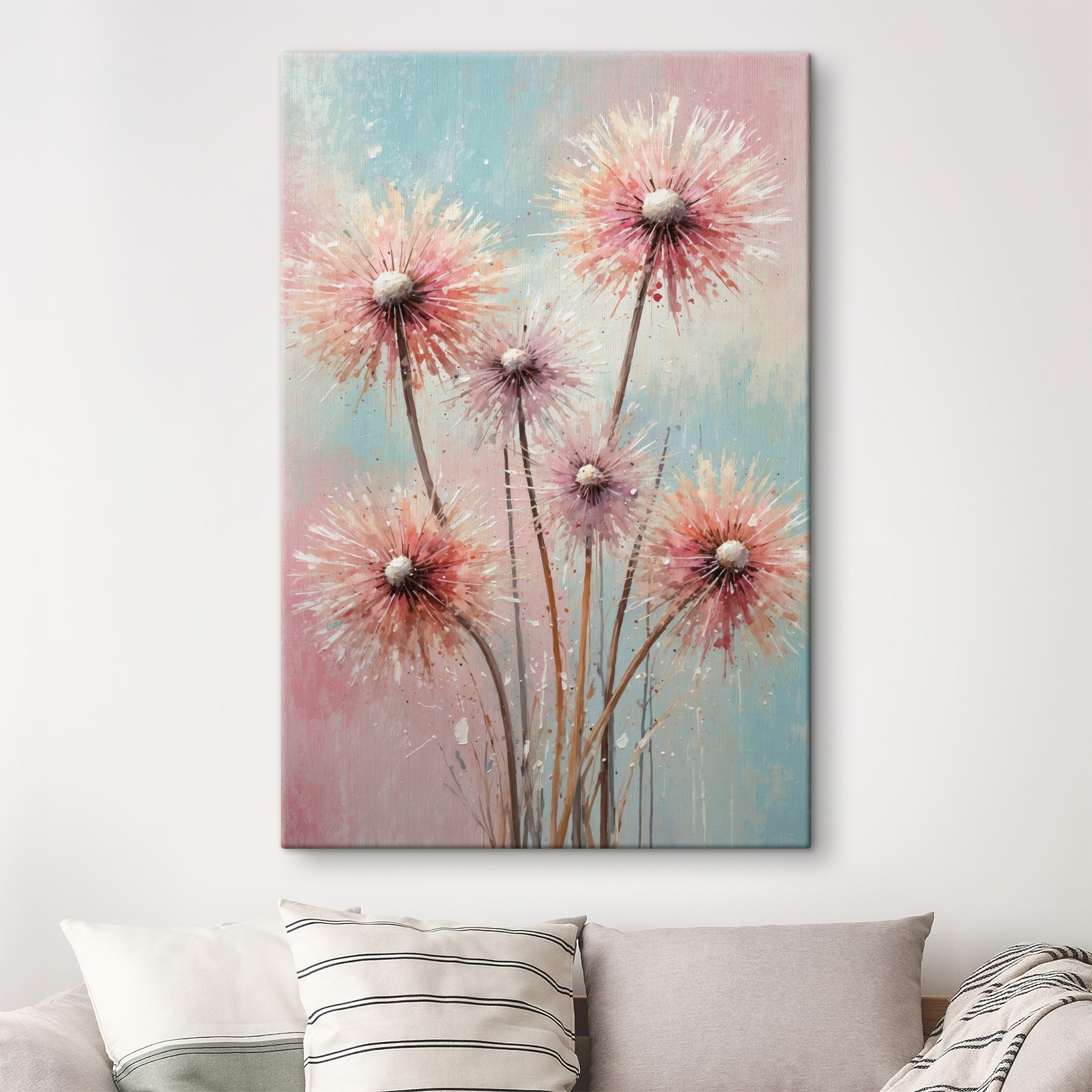 A painting of pink flowers A painting of pink flowers