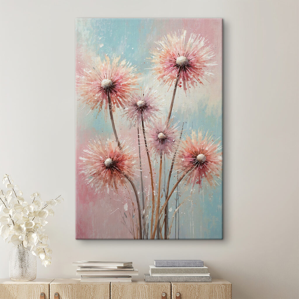 A painting of pink flowers A painting of pink flowers