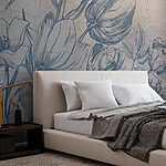 Fotomurales Un dibujo de flores en una pared agrietada