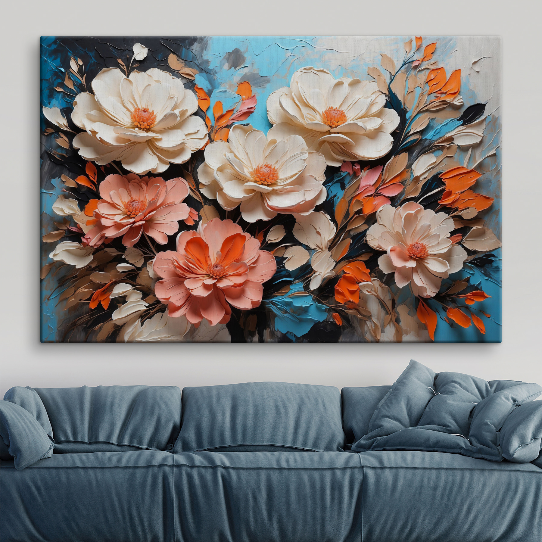 A painting of flowers and leaves A painting of flowers and leaves