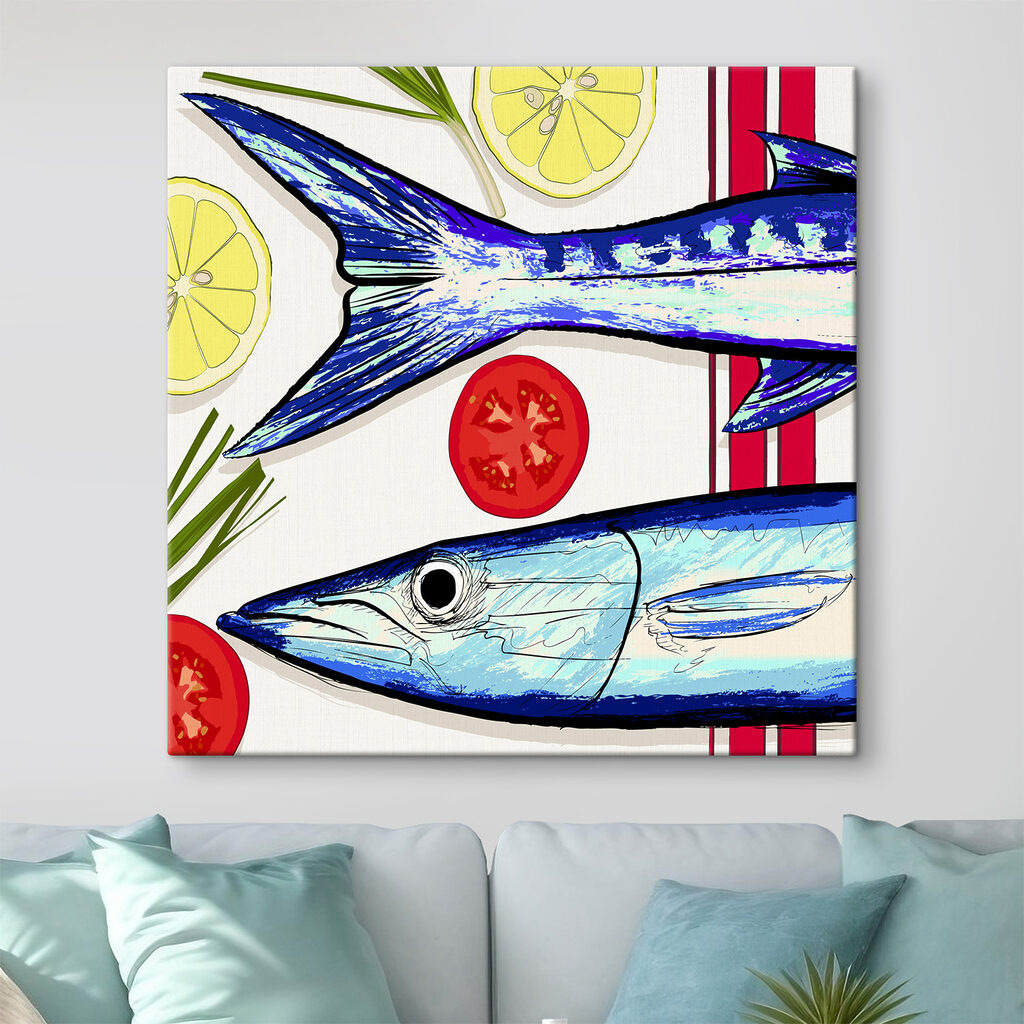 A fish and tomatoes on a table