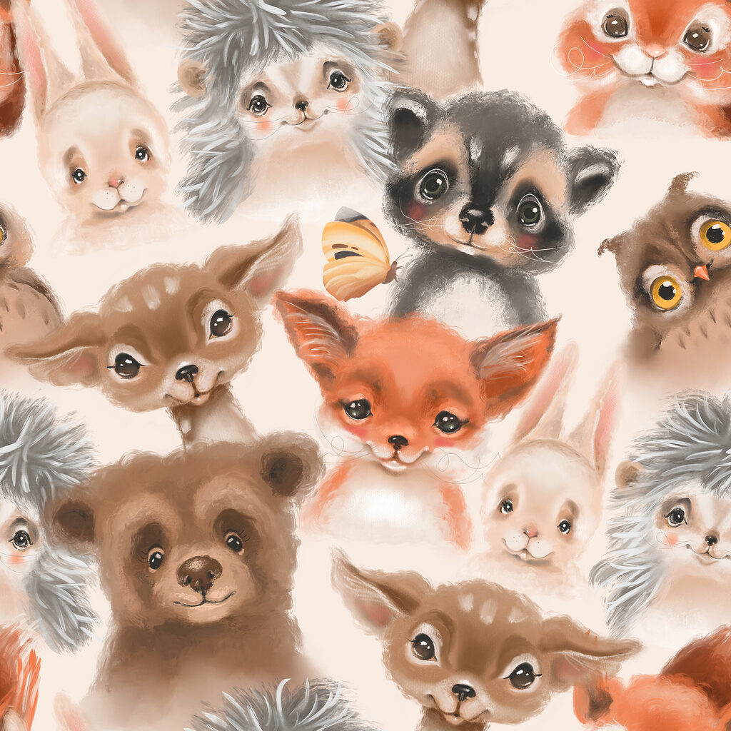 A group of animals with a butterfly A group of animals with a butterfly
