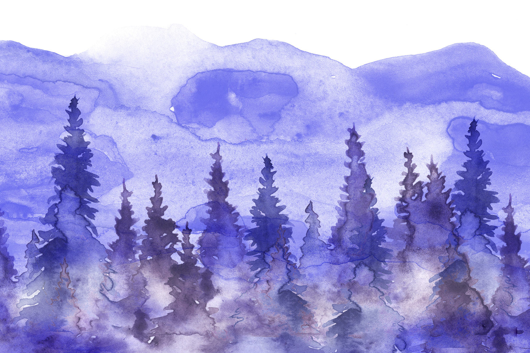 A watercolor painting of trees