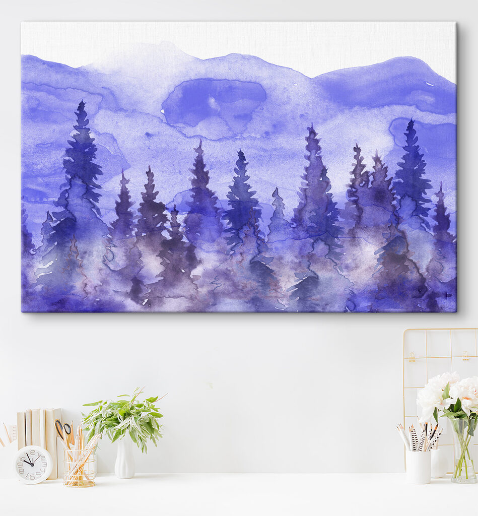 A watercolor painting of trees