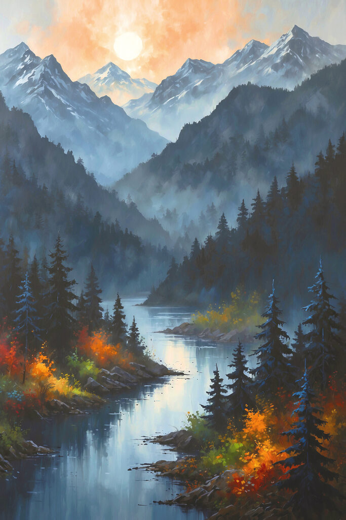 A river running through a mountain valley