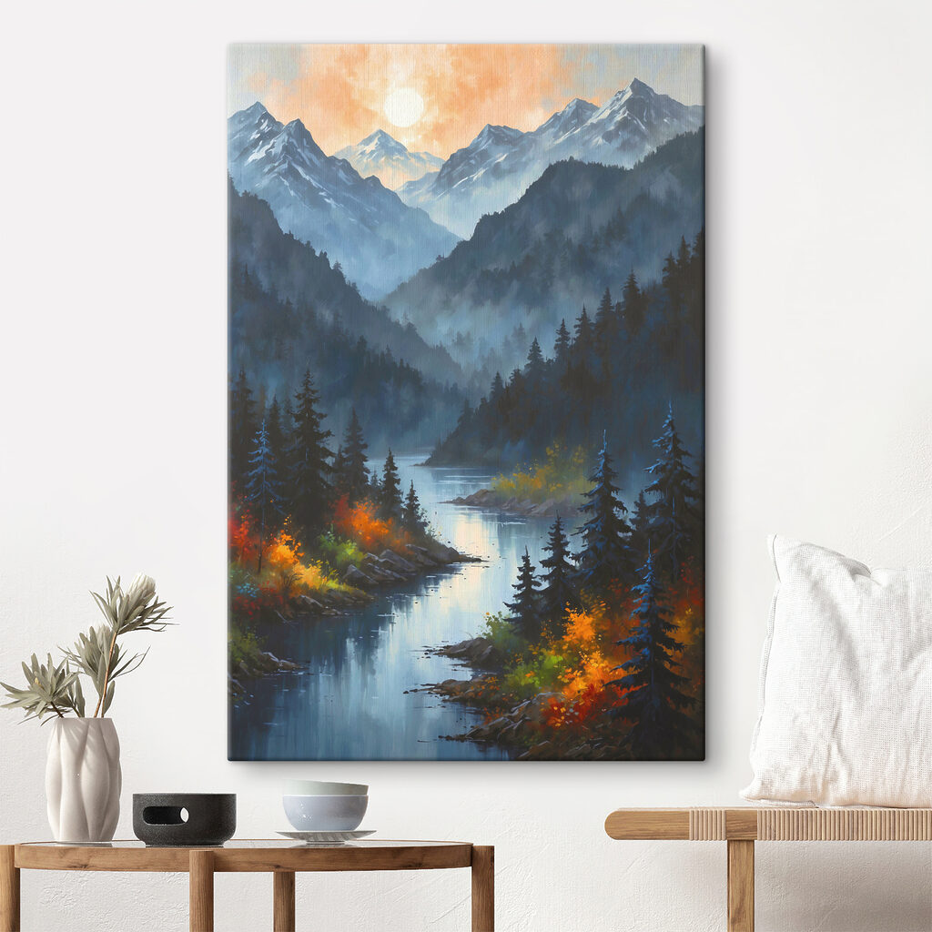 A river running through a mountain valley