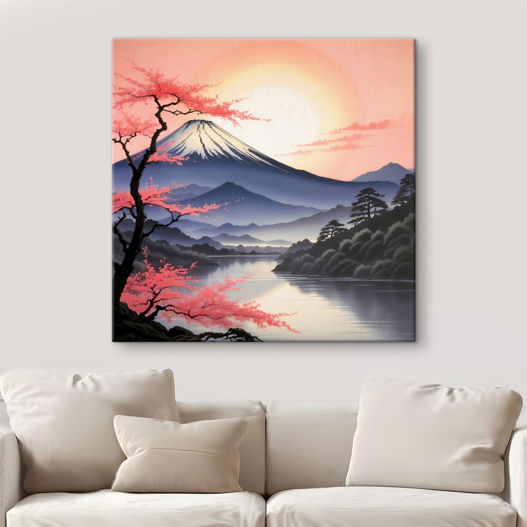 A mountain with a lake and trees