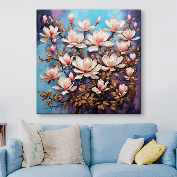 A painting of a tree with flowers