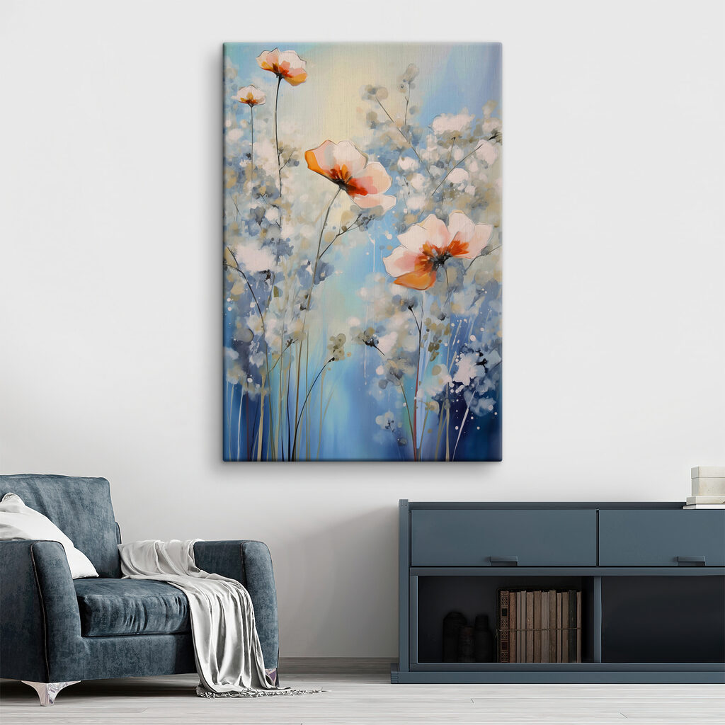 A painting of flowers and plants