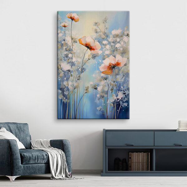 A painting of flowers and plants