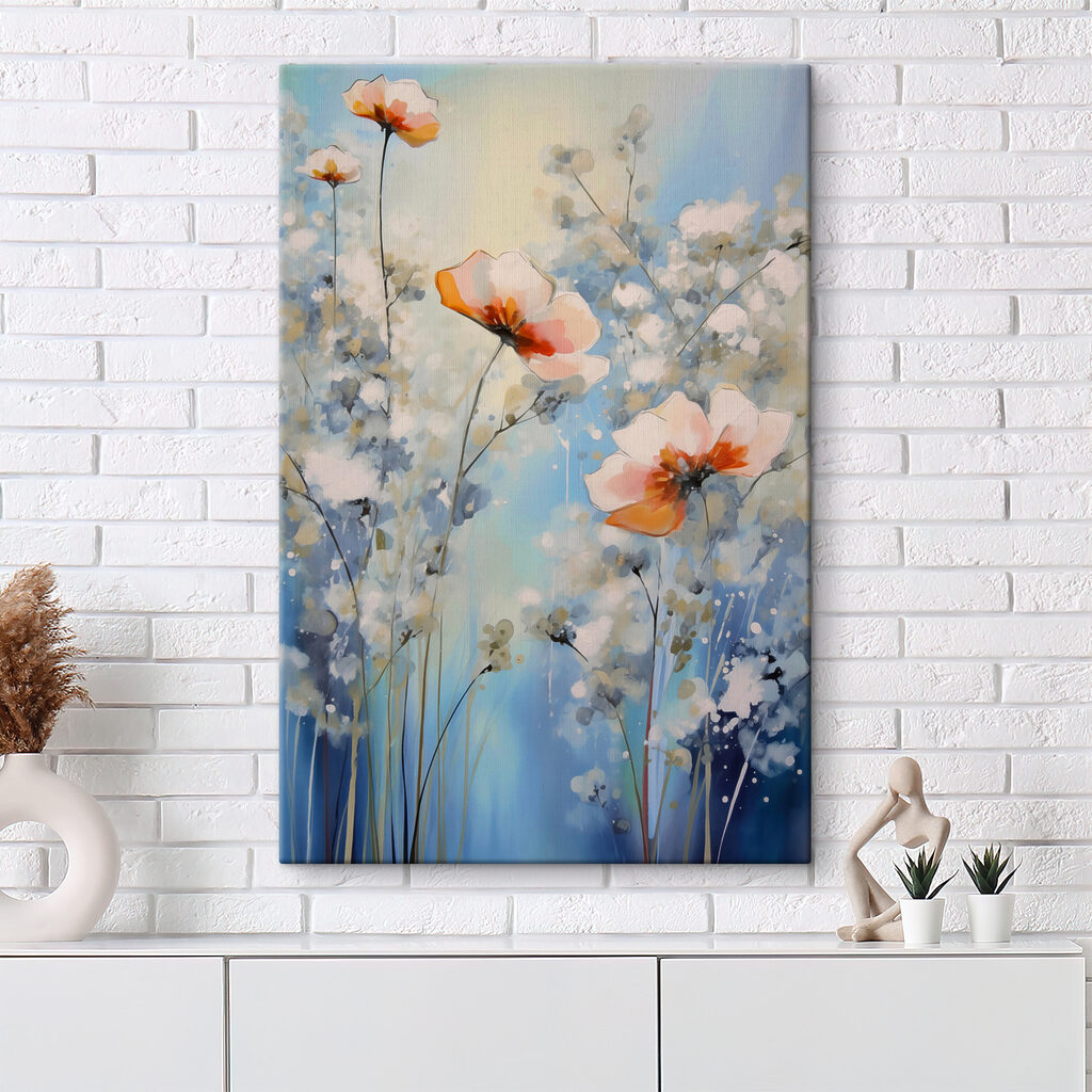 A painting of flowers and plants