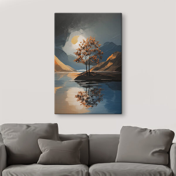 A tree on a small island in a lake A tree on a small island in a lake