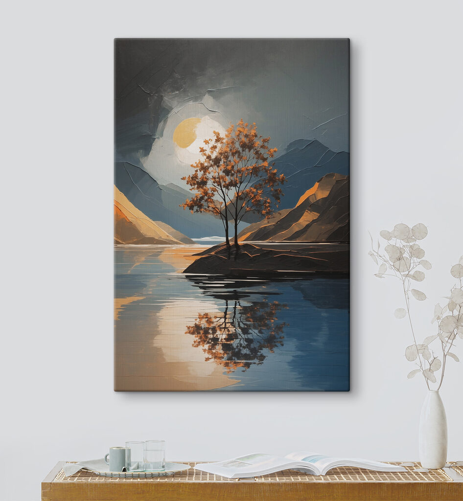 A tree on a small island in a lake A tree on a small island in a lake