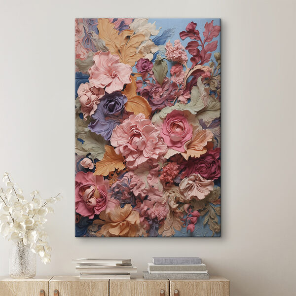 Cuadros Cuadros Un ramo de flores sobre un fondo azul (SKU: s38116)