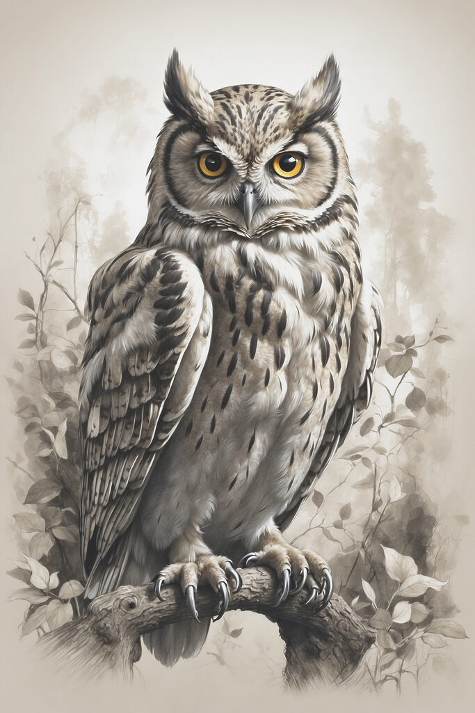 A painting of an owl A painting of an owl