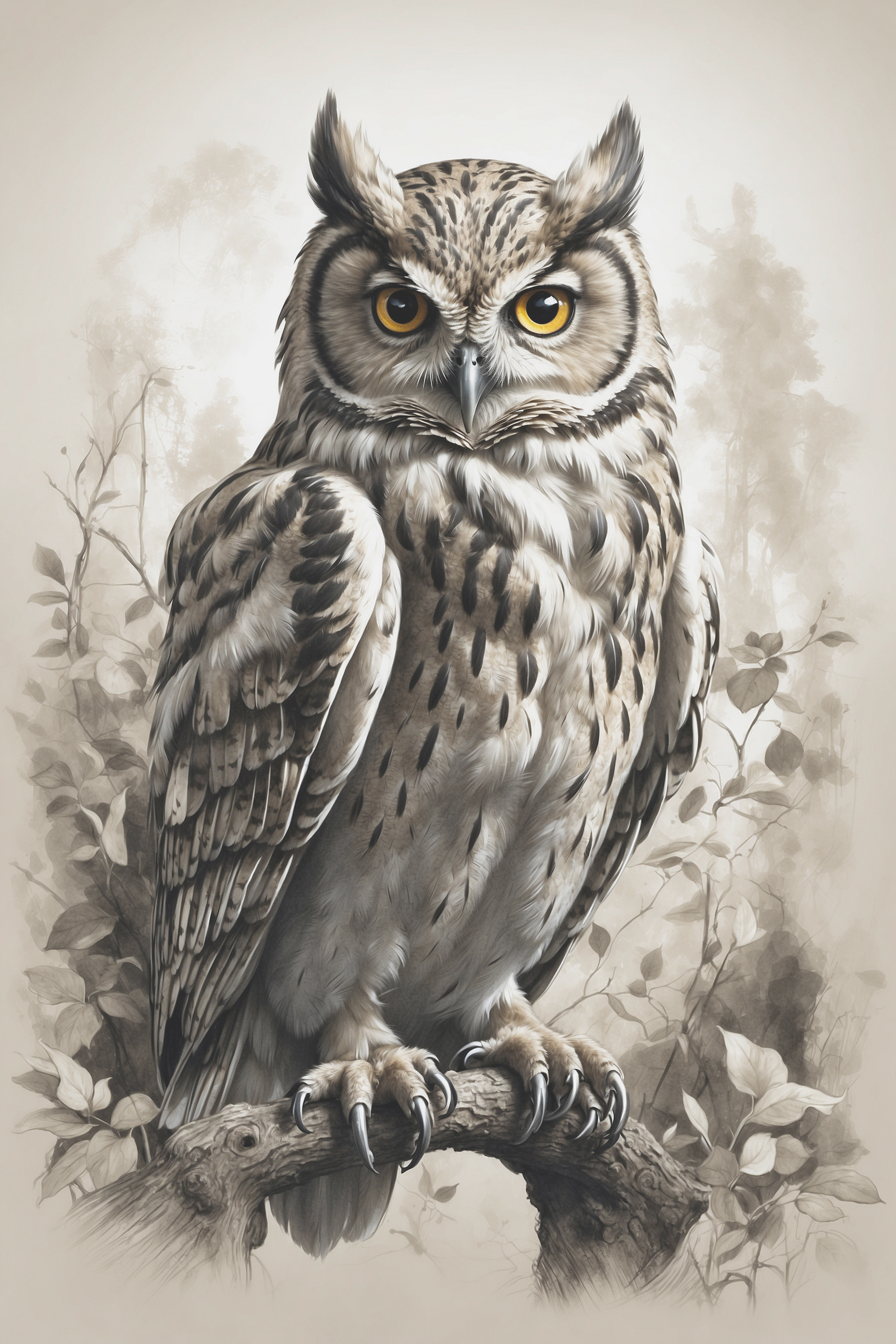 A painting of an owl A painting of an owl