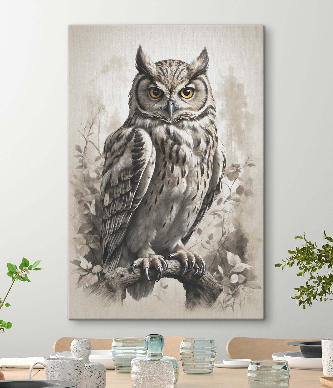 A painting of an owl A painting of an owl